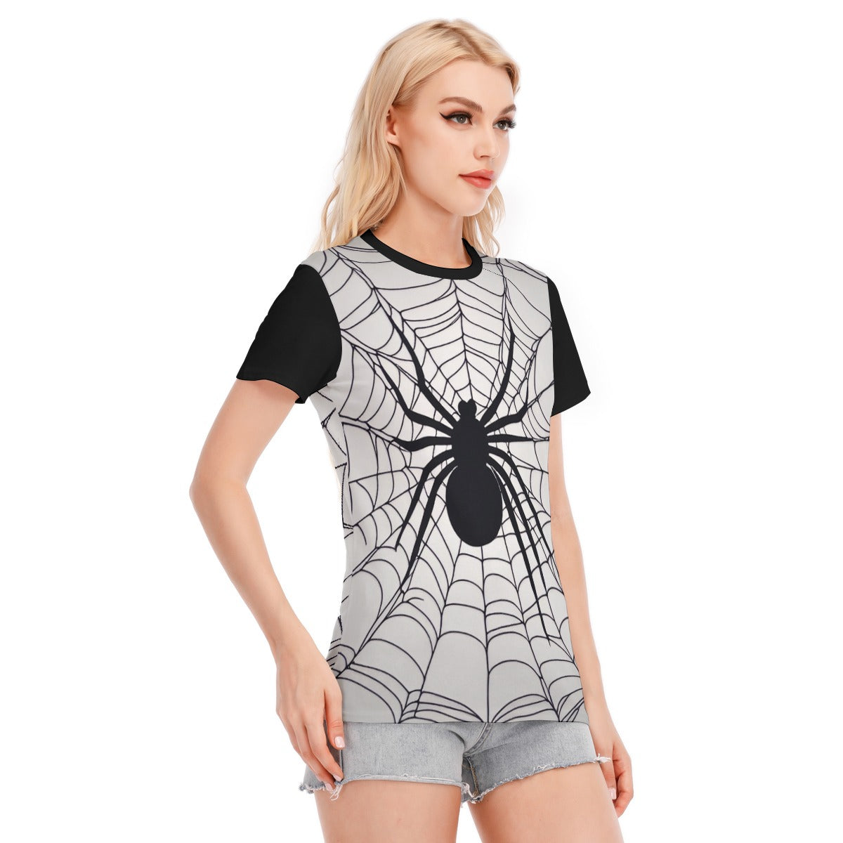 Spider Web Women's Round Neck T-Shirt | 190GSM Cotton