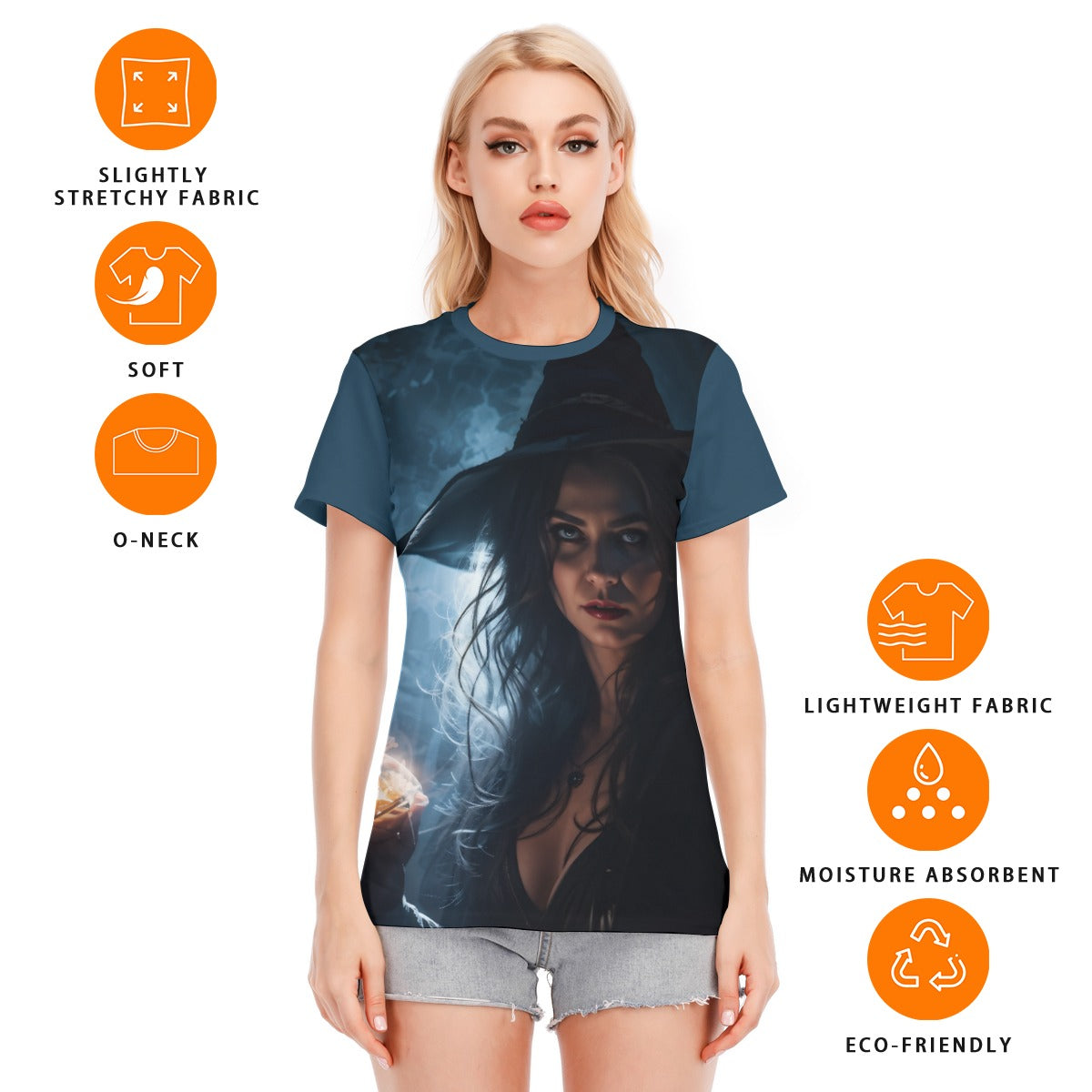 Smoky Witch Women's Round Neck T-Shirt | 190GSM Cotton