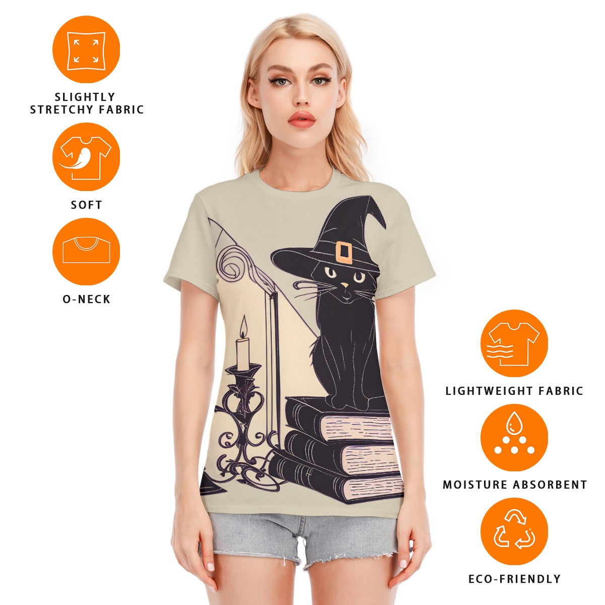 Magic Cat Women's Round Neck T-Shirt | 190GSM Cotton