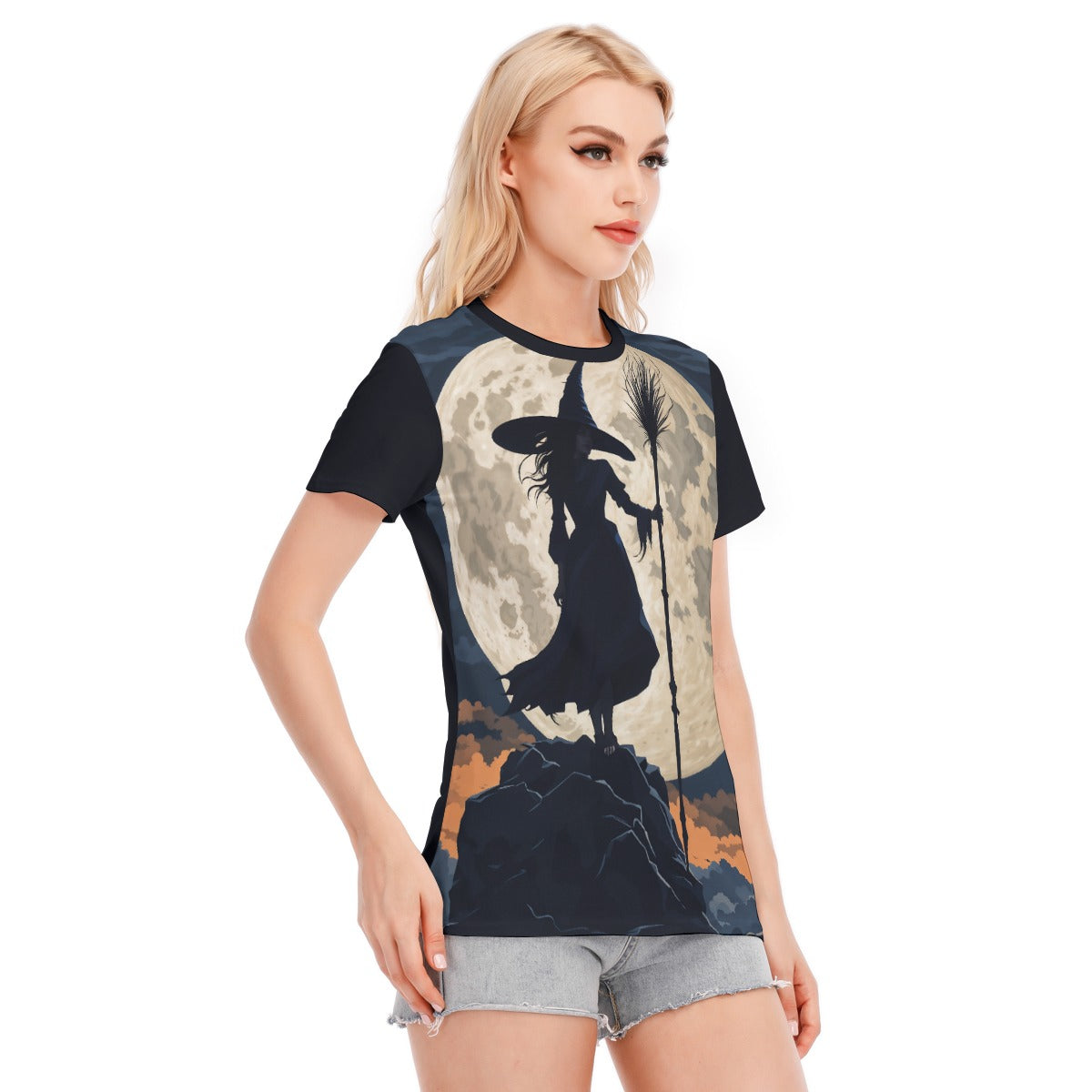 Moon Witch Women's Round Neck T-Shirt | 190GSM Cotton