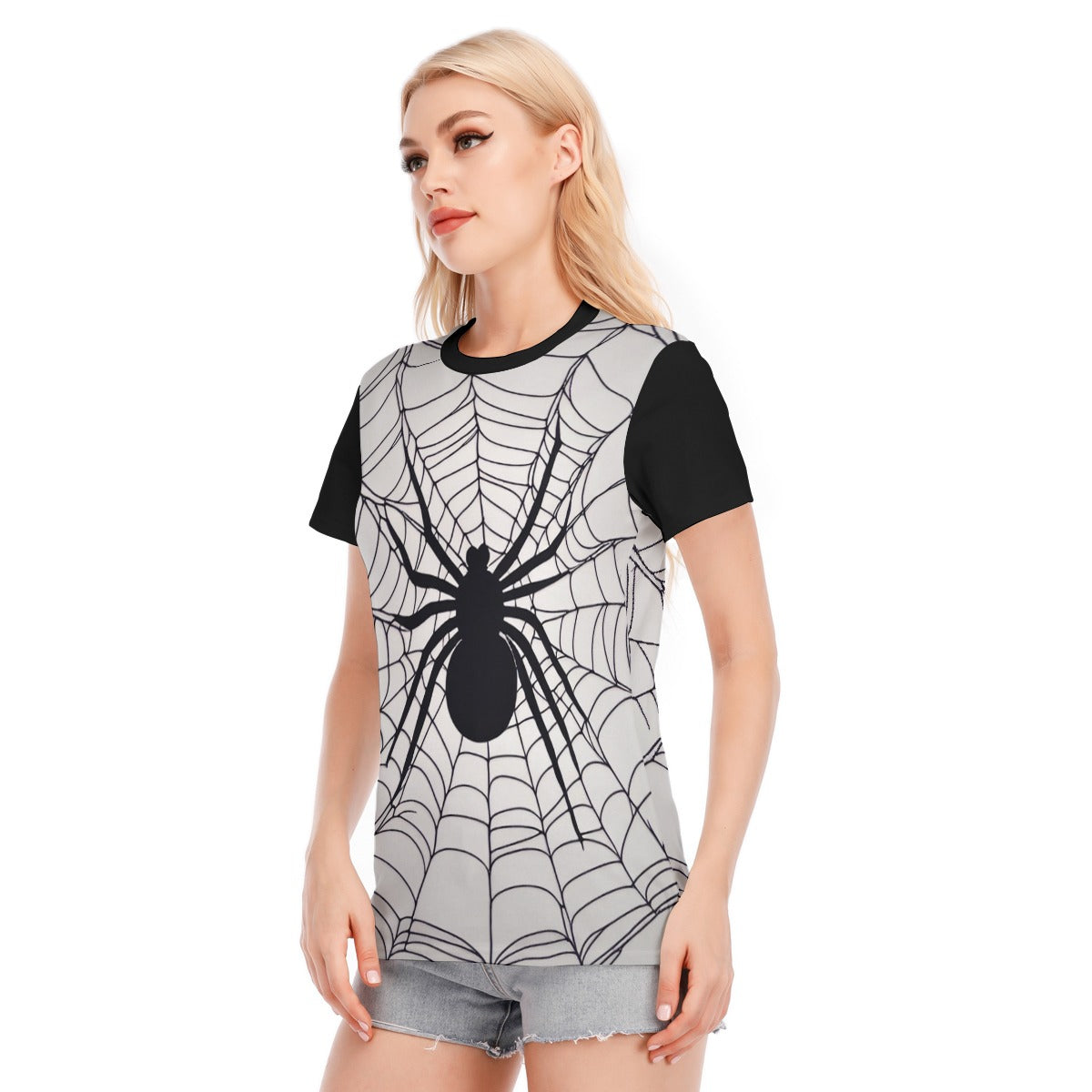 Spider Web Women's Round Neck T-Shirt | 190GSM Cotton