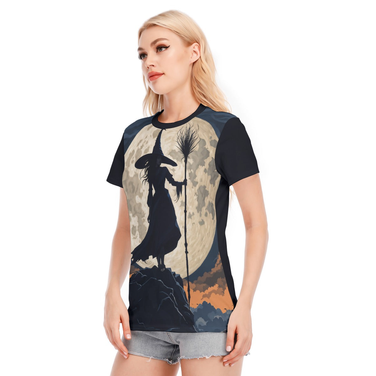 Moon Witch Women's Round Neck T-Shirt | 190GSM Cotton