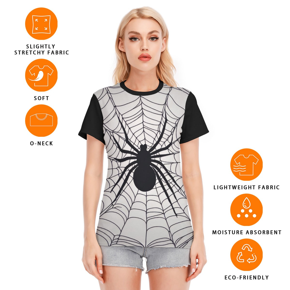 Spider Web Women's Round Neck T-Shirt | 190GSM Cotton